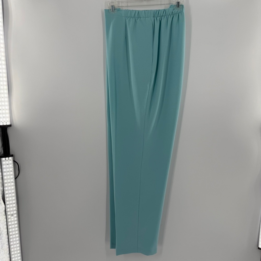 Tanjay‎ Womens Teal Blue Elastic Waist Straight Leg Dress Pants Size 16 Trousers